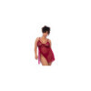 Nuisette grande taille couleur framboise et string 